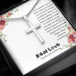 Real Love Personalized Cross Pendant Necklace Message Card Jewelry Custom Necklaces Gifts Her, Him Women, Men, Wife, Husband, Soulmate