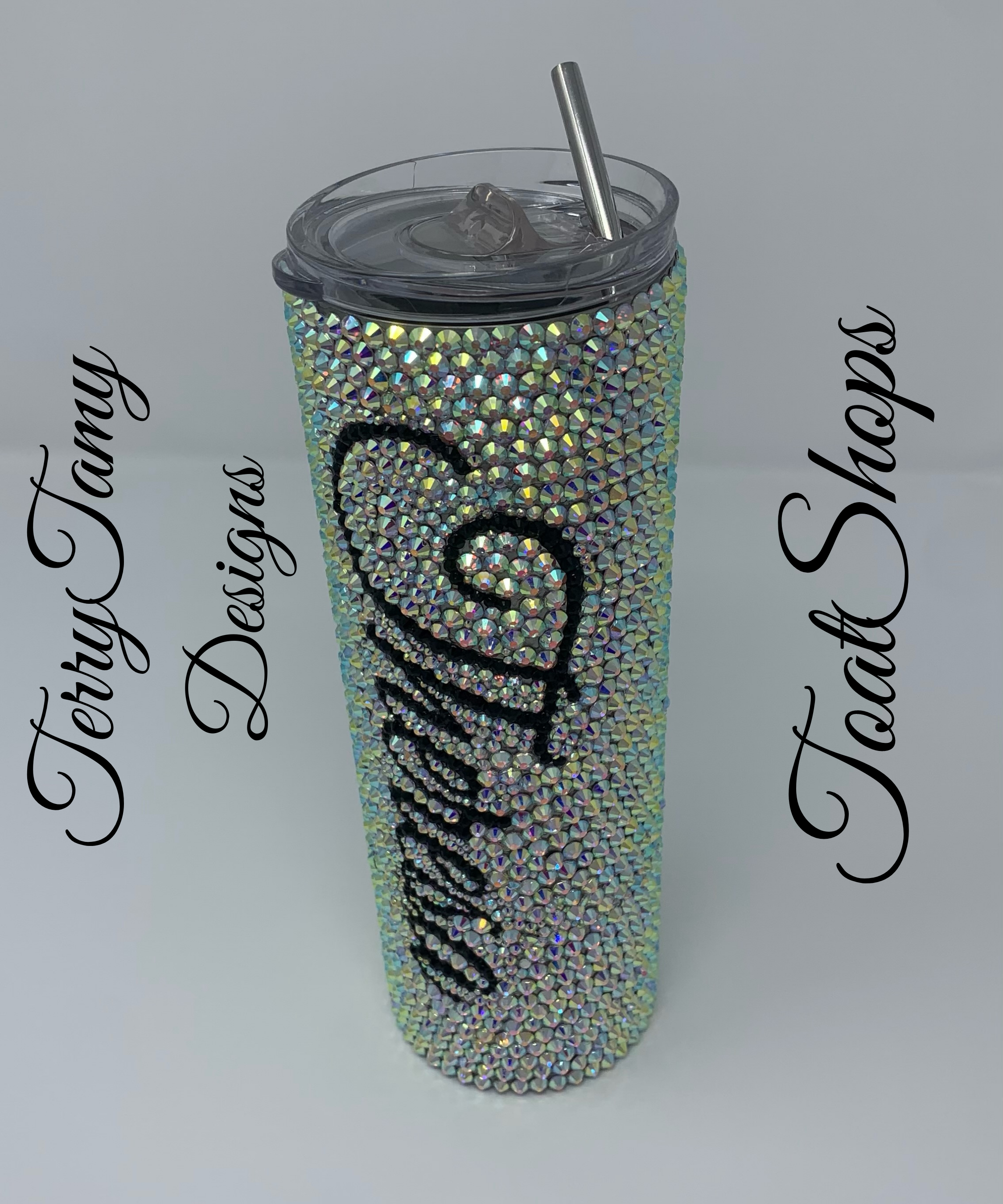 Handmade Rhinestone Elegant Classy Stainless Steel Bling Gem Glitter Crystal Tumbler Rich Auntie AB Rhinestone Skinny 20Oz-32Oz Gift Tumbler