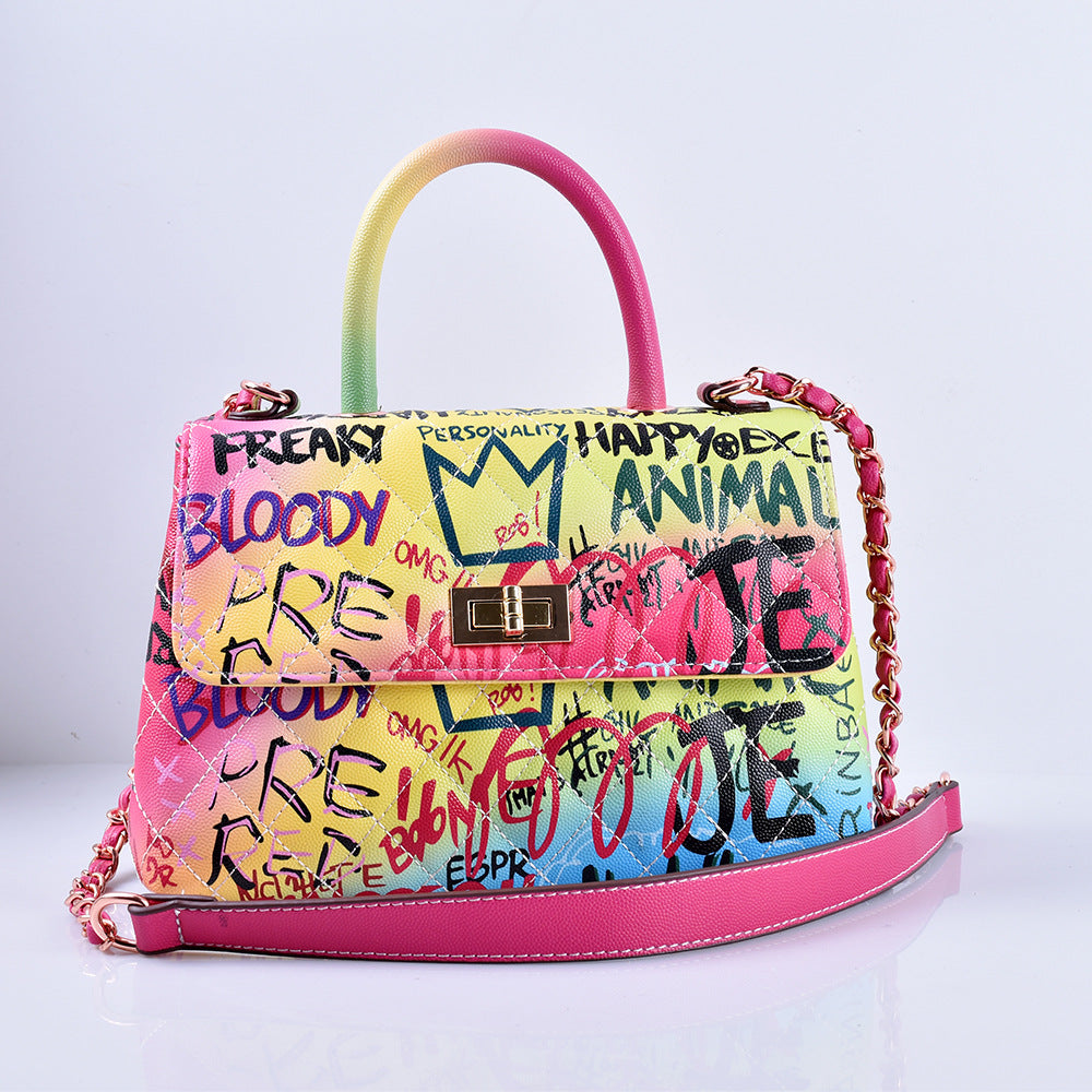 Graffiti painted handbag