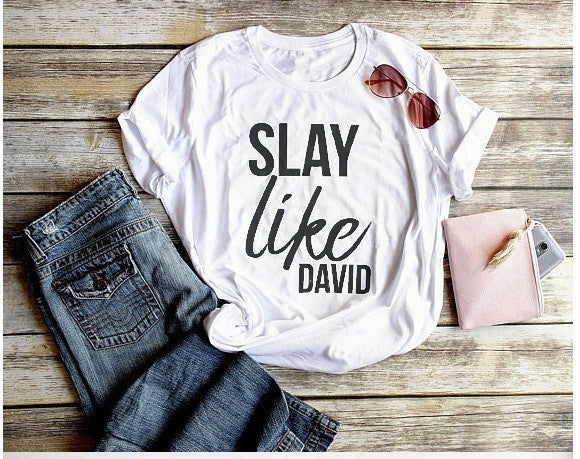 Slay Like David Funny Christian T-Shirt