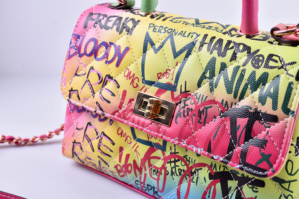 Graffiti painted handbag