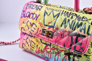 Graffiti painted handbag