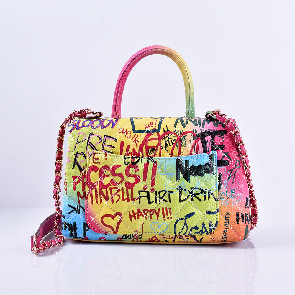 Graffiti painted handbag