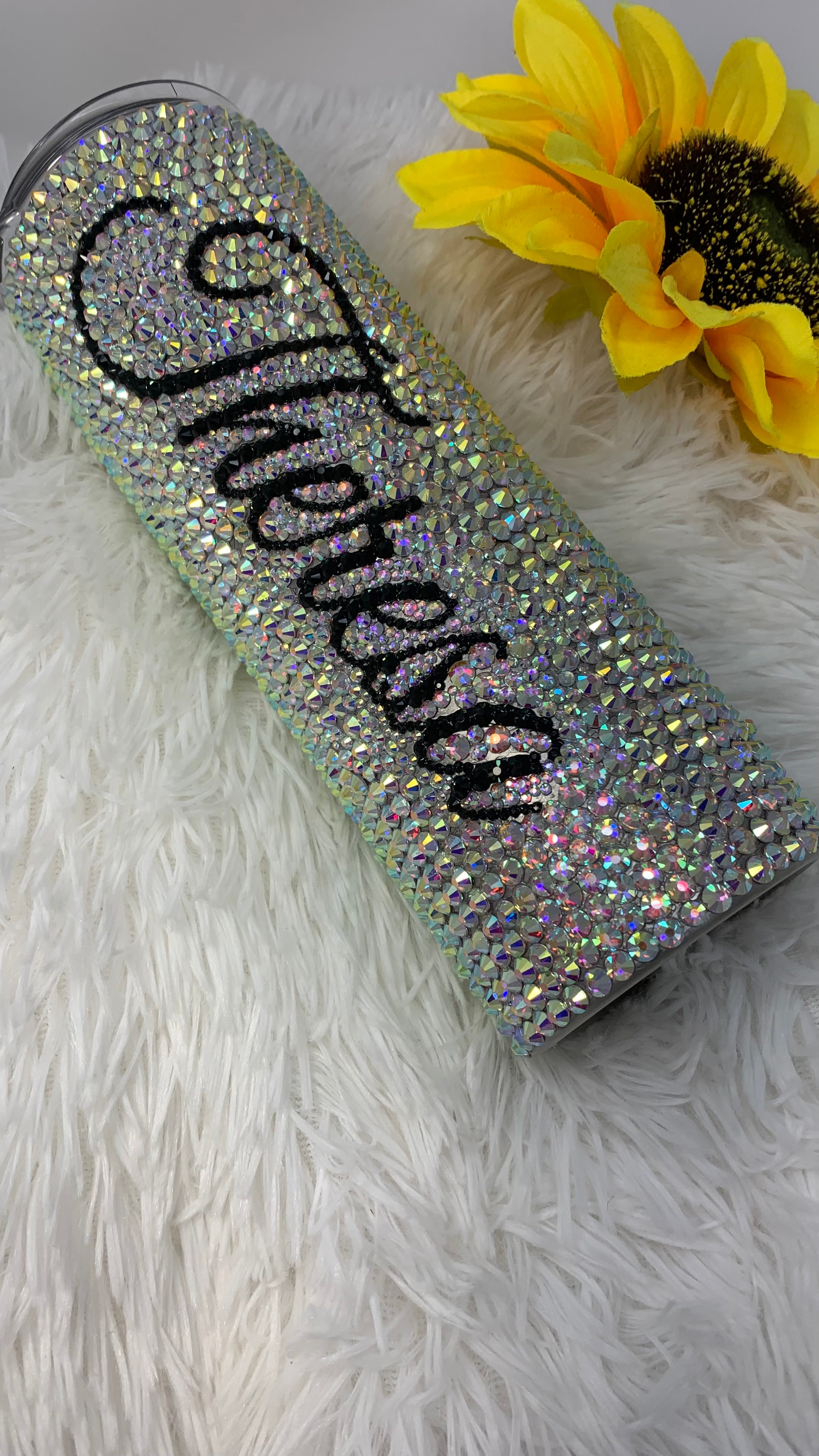 Handmade Rhinestone Elegant Classy Stainless Steel Bling Gem Glitter Crystal Tumbler Rich Auntie AB Rhinestone Skinny 20Oz-32Oz Gift Tumbler