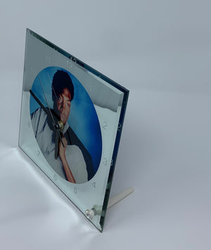 Custom/Personalized Mirrored Photo Frame Glass Desk Clock Keepsake