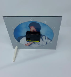 Custom/Personalized Mirrored Photo Frame Glass Desk Clock Keepsake