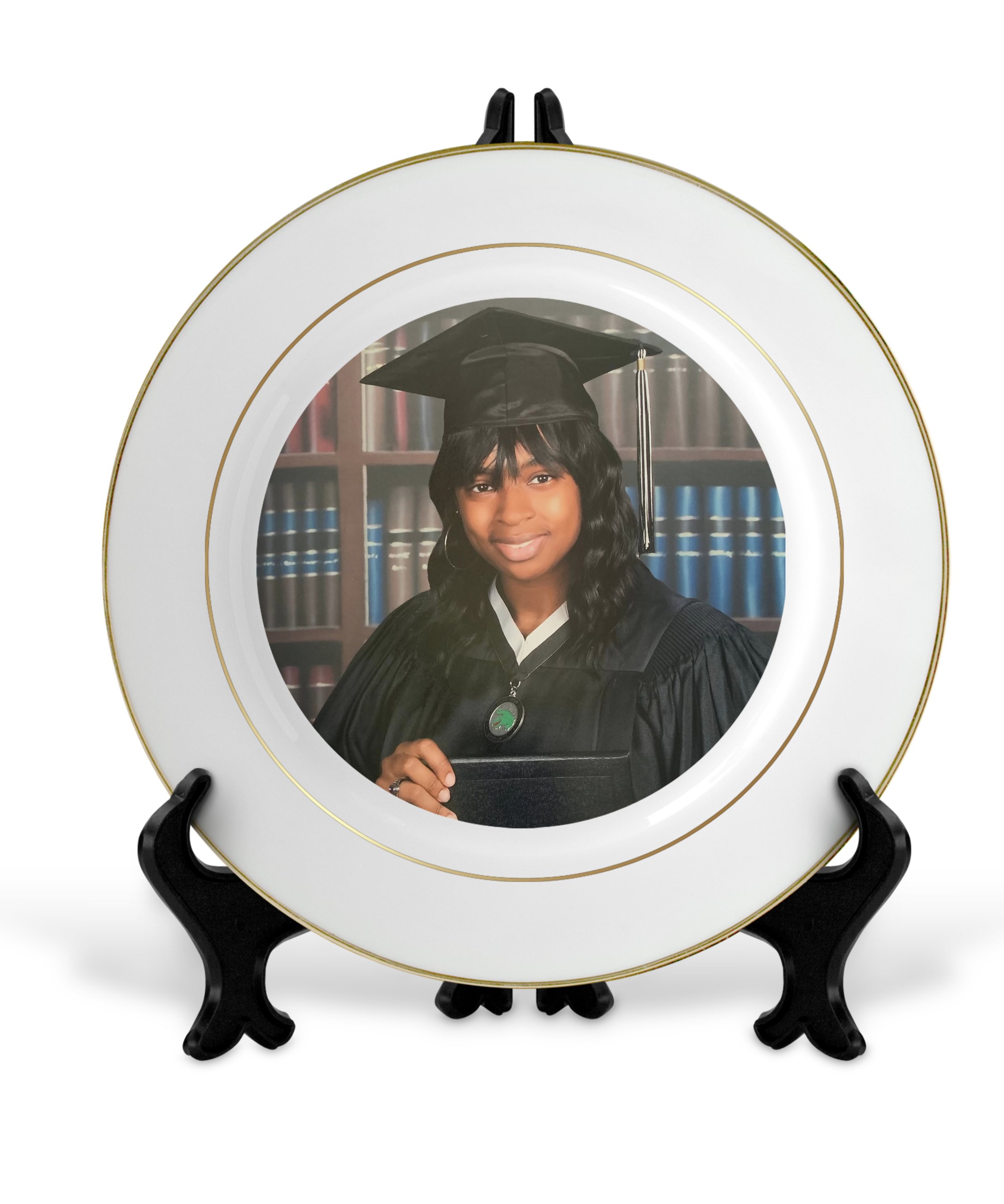 Personalized Plate with Gold Trim - Customizable Photo Products