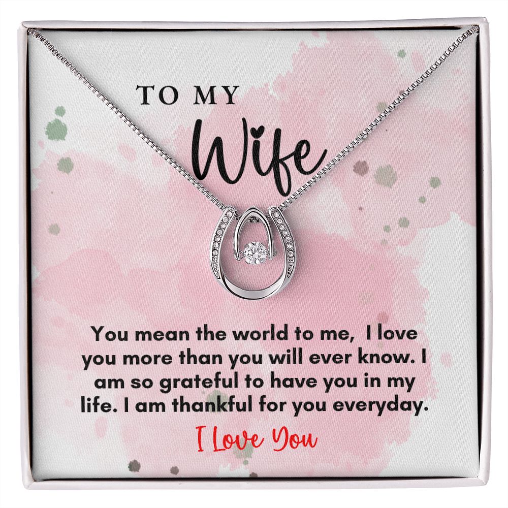 To My Wife Lucky in Love Necklace |Horseshoe Pendant Necklace| Wife Birthday Gift |Wife Anniversary Gift |Wife Christmas Gift