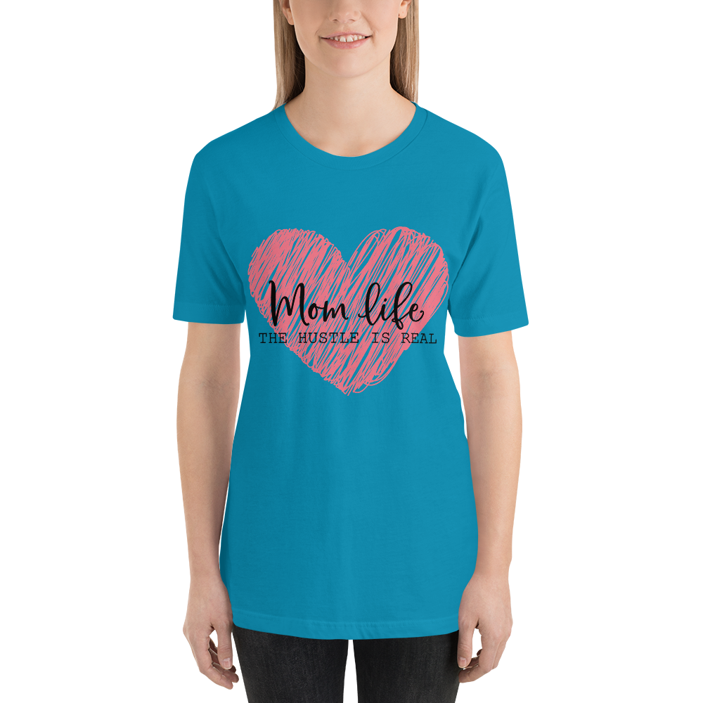 Mom Life The Hustle is Real Scribble Pink Heart