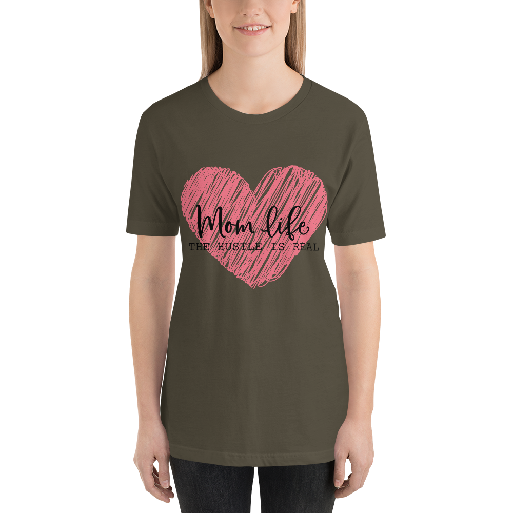 Mom Life The Hustle is Real Scribble Pink Heart