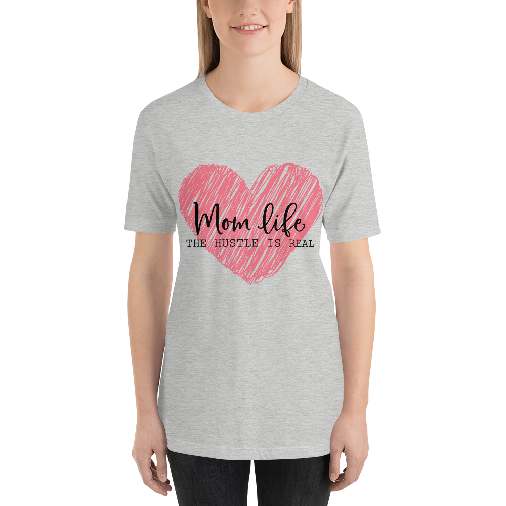 Mom Life The Hustle is Real Scribble Pink Heart