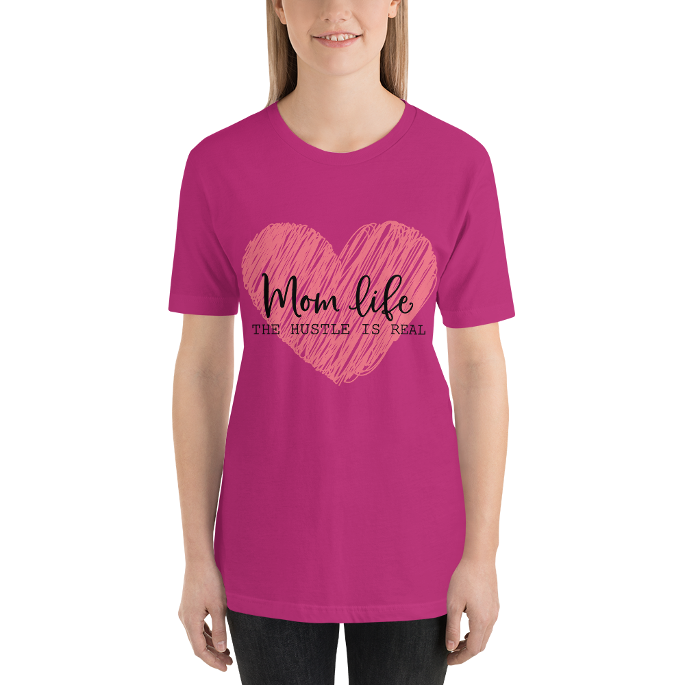 Mom Life The Hustle is Real Scribble Pink Heart