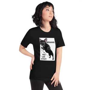 "BEWARE I PEE ON STUFF" Graphic French Bulldog Printed Short-Sleeve Unisex T-Shirt