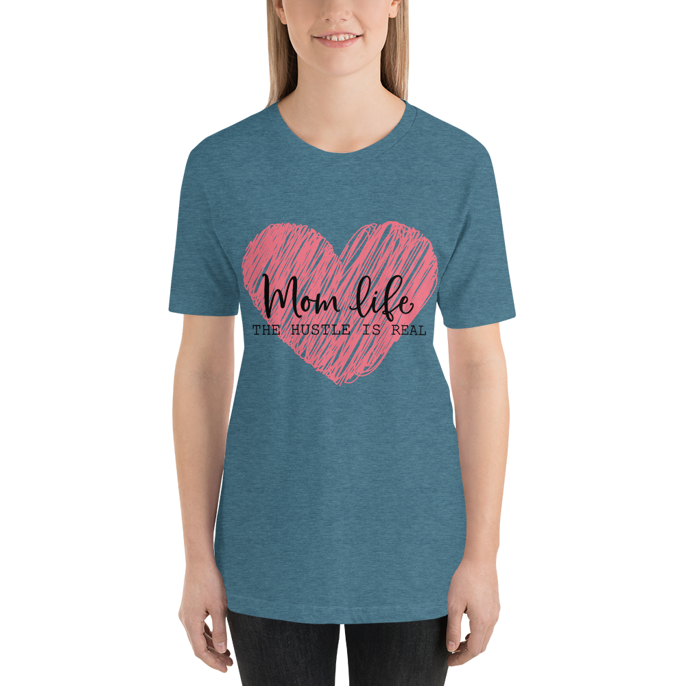 Mom Life The Hustle is Real Scribble Pink Heart
