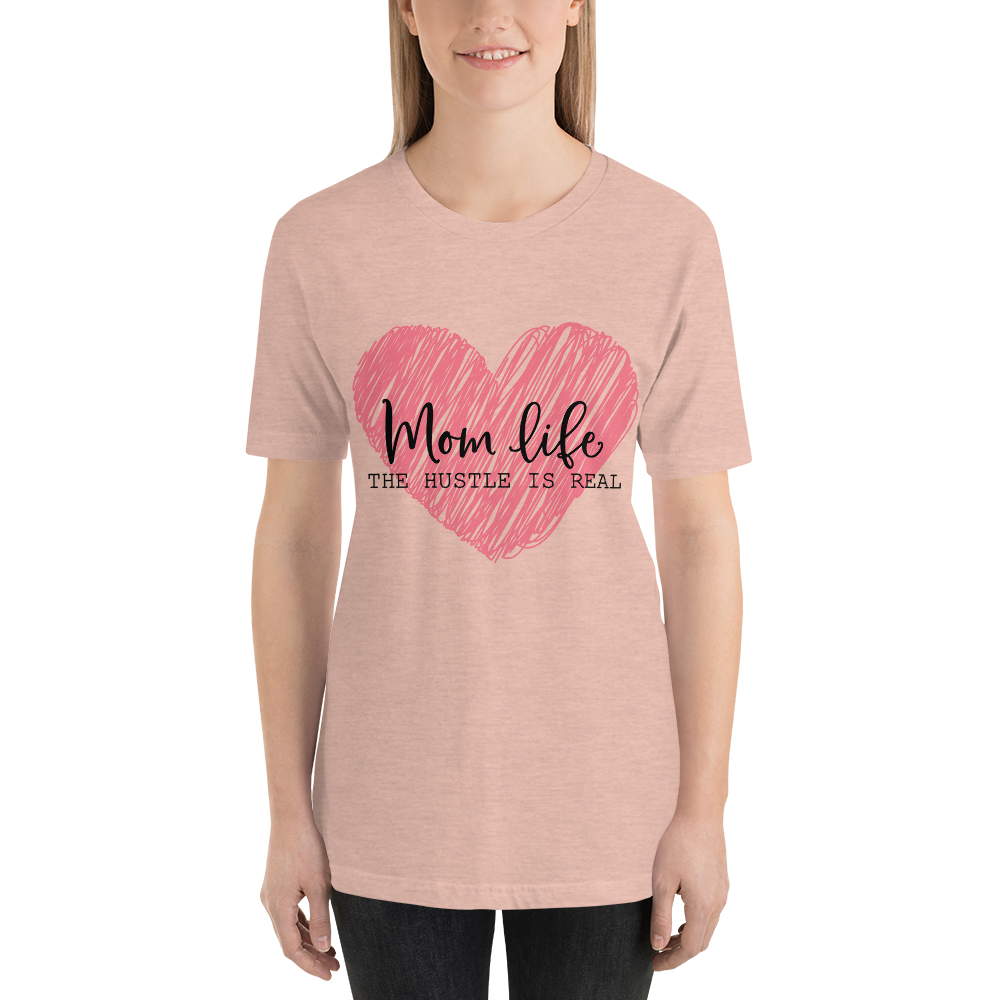 Mom Life The Hustle is Real Scribble Pink Heart