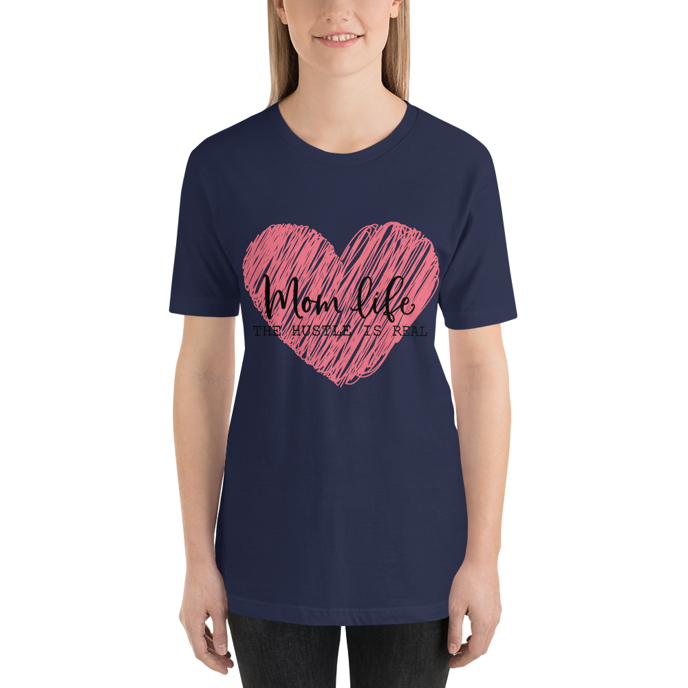 Mom Life The Hustle is Real Scribble Pink Heart