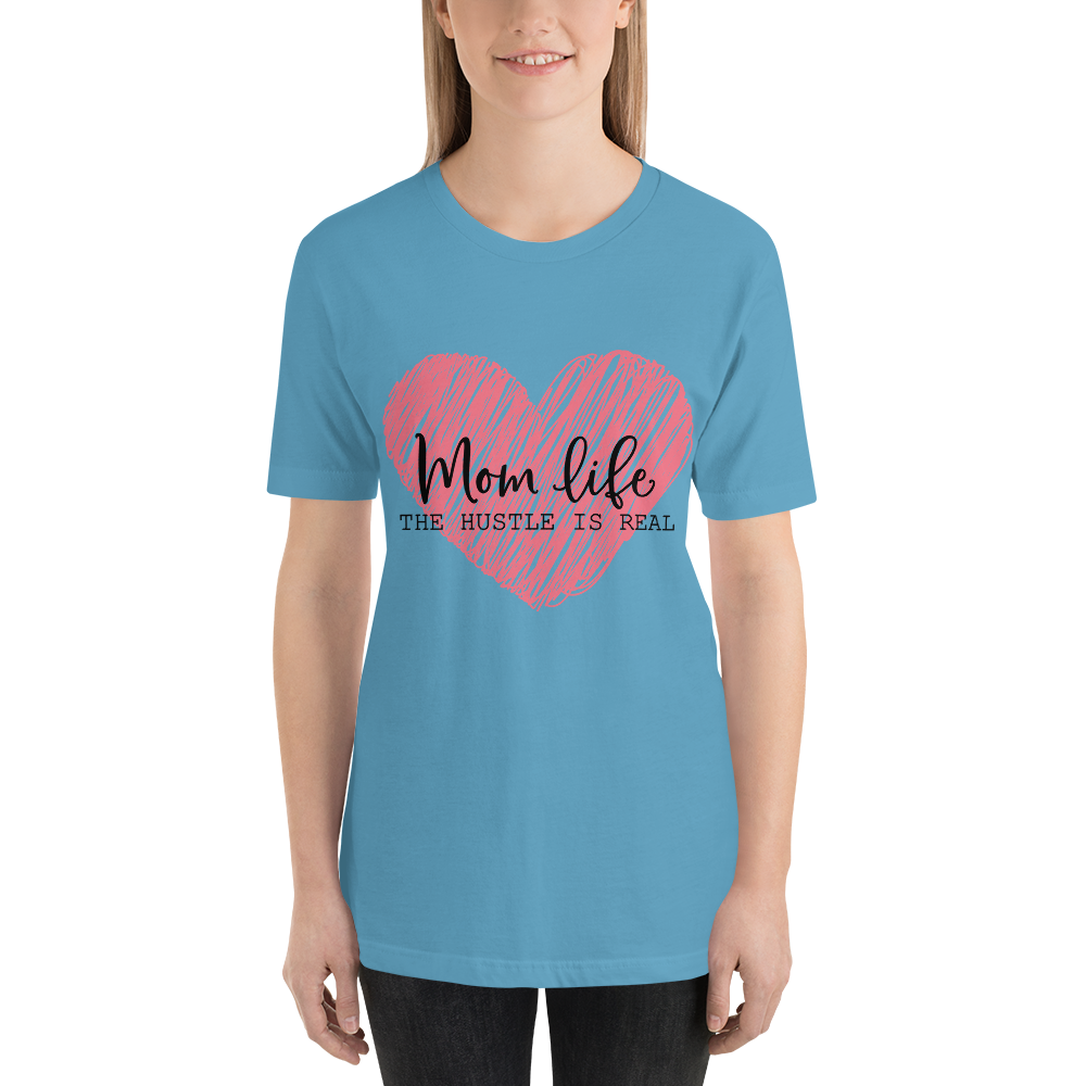 Mom Life The Hustle is Real Scribble Pink Heart