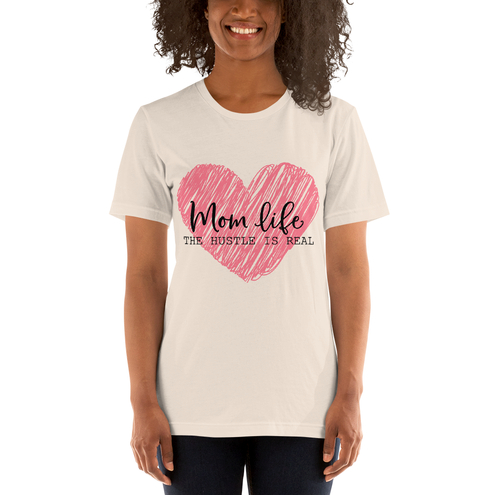 Mom Life The Hustle is Real Scribble Pink Heart