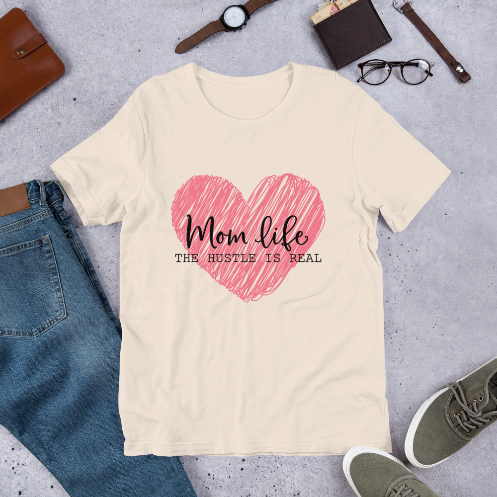 Mom Life The Hustle is Real Scribble Pink Heart