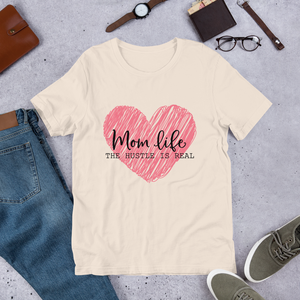 Mom Life The Hustle is Real Scribble Pink Heart