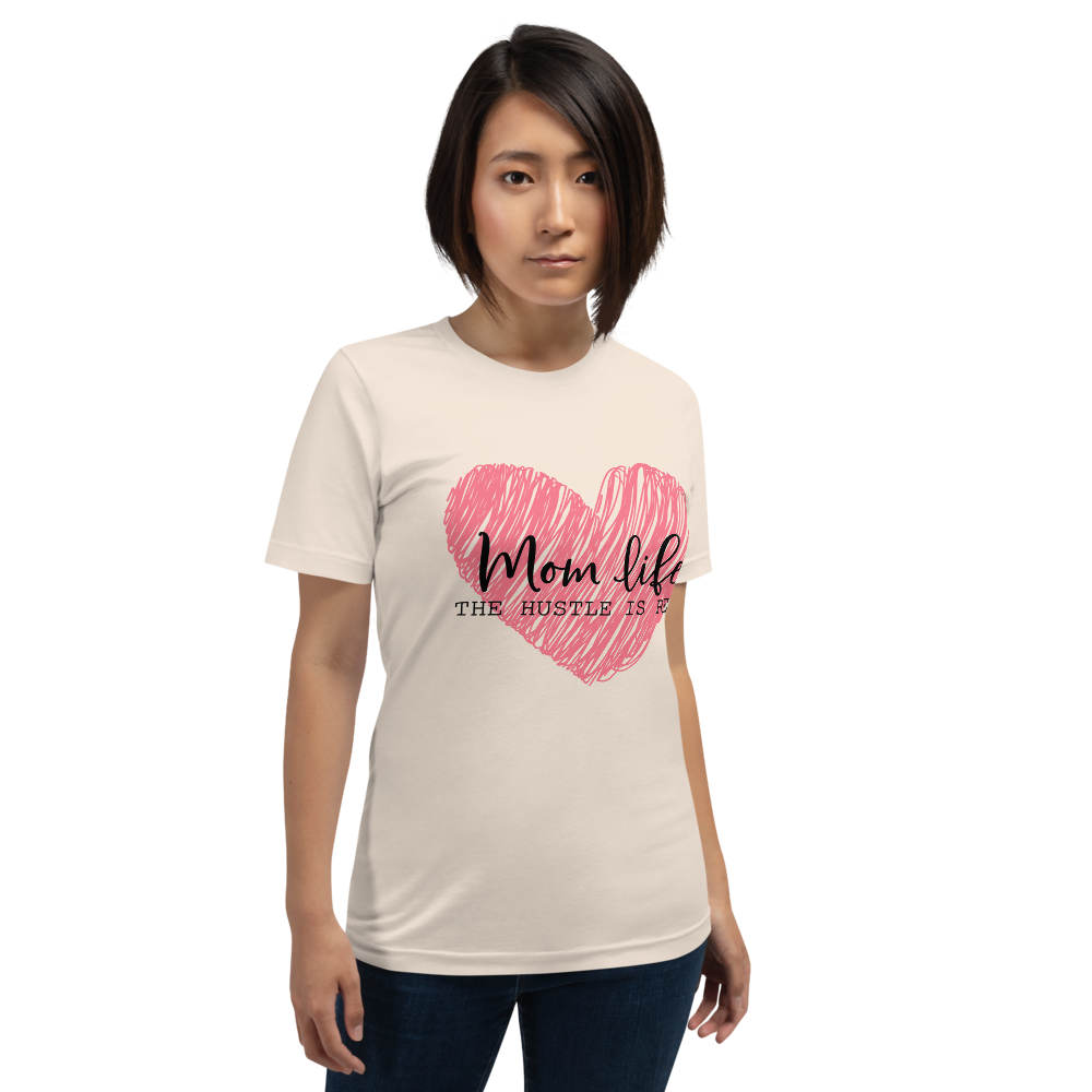 Mom Life The Hustle is Real Scribble Pink Heart
