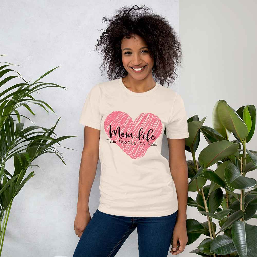 Mom Life The Hustle is Real Scribble Pink Heart