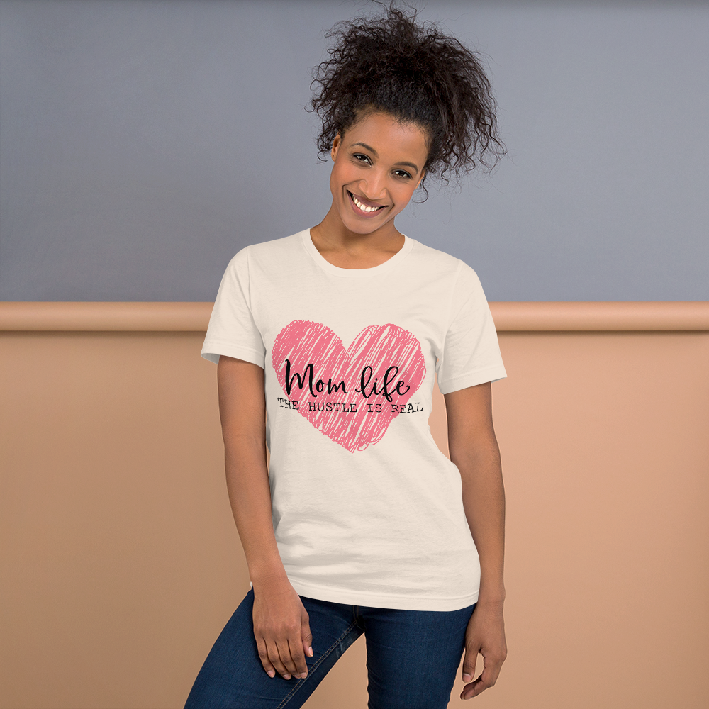 Mom Life The Hustle is Real Scribble Pink Heart