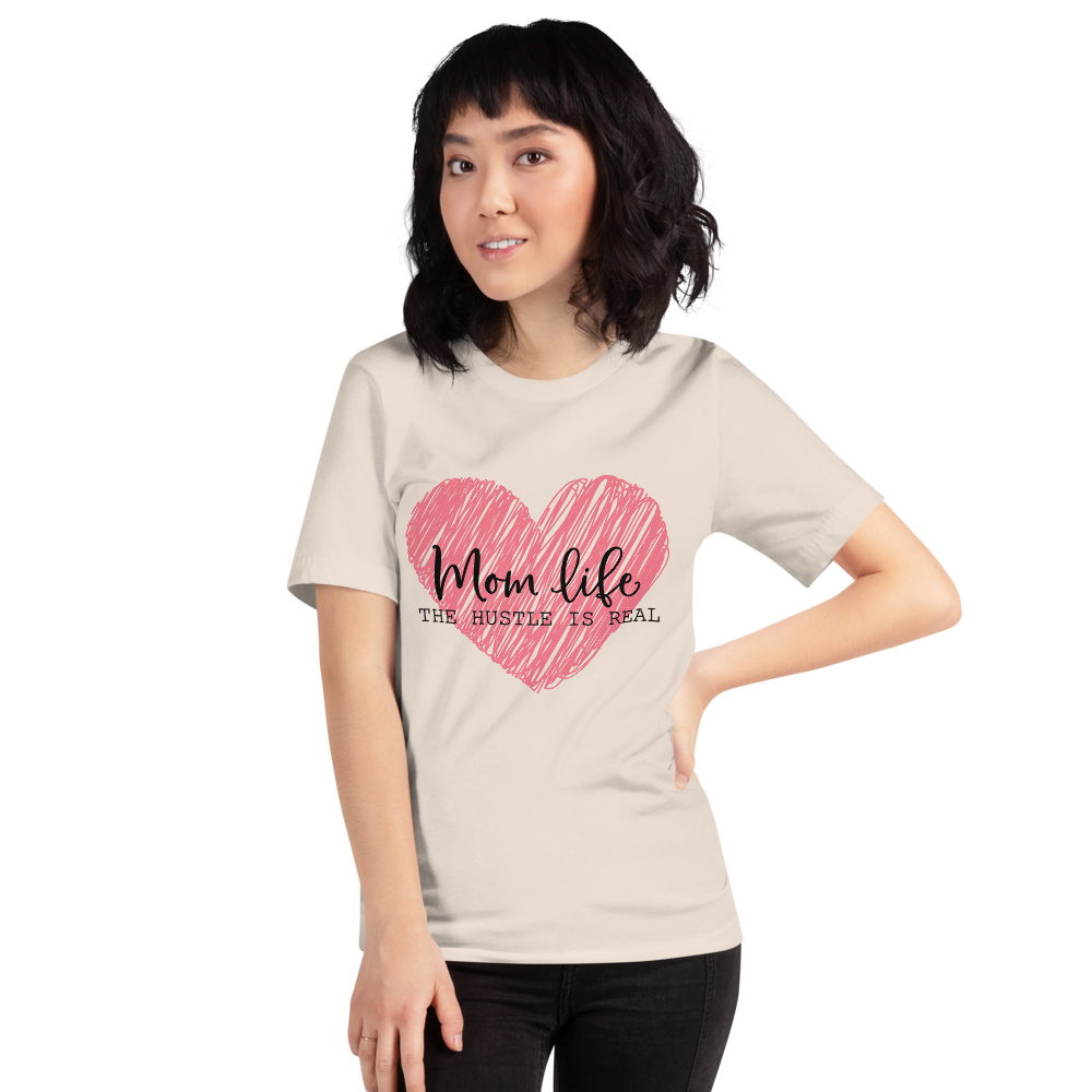 Mom Life The Hustle is Real Scribble Pink Heart