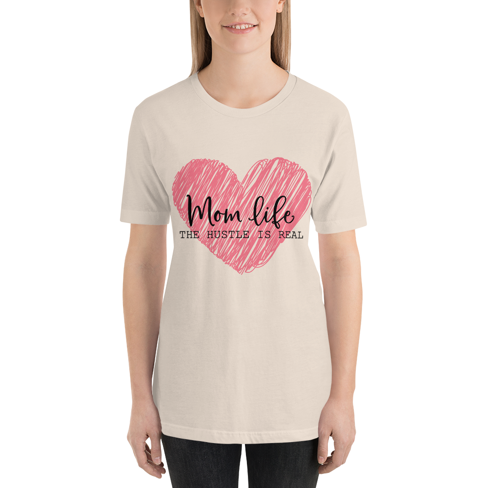 Mom Life The Hustle is Real Scribble Pink Heart