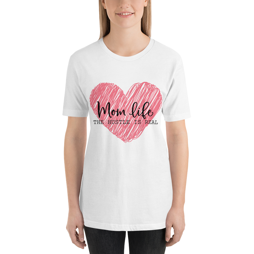 Mom Life The Hustle is Real Scribble Pink Heart