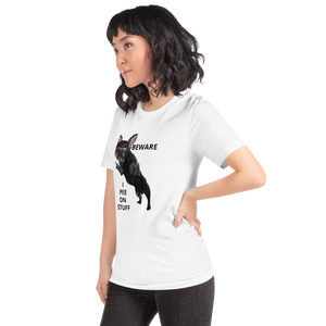 "BEWARE I PEE ON STUFF" Graphic French Bulldog Printed Short-Sleeve Unisex T-Shirt