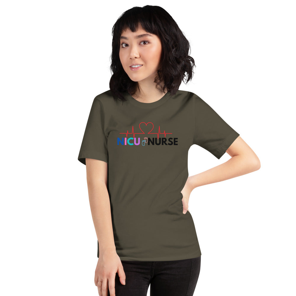 NICU Nurse Heartbeat Neonatal ICU Nurse T-shirt, Baby Nurse Tees, Newborn Nursery Nurse, Nursing Student Gift, Infant Care Specialist Short-Sleeve Unisex T-Shirt