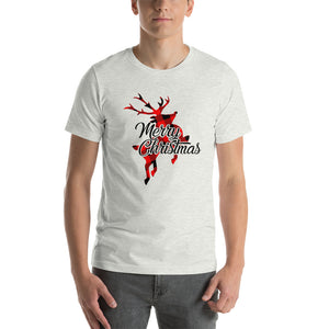 Cute Buffalo Plaid Reindeer Christmas Shirt, Christmas Family Shirt, Reindeer Shirt, Merry Christmas Shirt, Xmas Holiday Gift Short-Sleeve Unisex T-Shirt