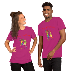 Merry Christmas Reindeer Elf Shirt, Christmas Merry Xmas shirt, Christmas Tee, Cute Merry Christmas Shirts, Cute Tie-Dye colors Deer Shirt, Holiday Shirt Short-Sleeve Unisex T-Shirt