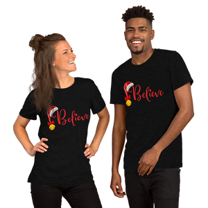 Believe Christmas Shirt, Christmas Party Shirt Christmas T-Shirt, Christmas Family Shirt, Believe Shirt, Christmas Gift, Holiday Gift, Matching Shirt, Christmas Short-Sleeve Unisex T-Shirt