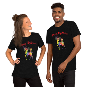 Merry Christmas Reindeer Elf Shirt, Christmas Merry Xmas shirt, Christmas Tee, Cute Merry Christmas Shirts, Cute Tie-Dye colors Deer Shirt, Holiday Shirt Short-Sleeve Unisex T-Shirt