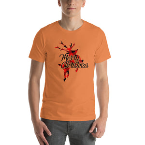 Cute Buffalo Plaid Reindeer Christmas Shirt, Christmas Family Shirt, Reindeer Shirt, Merry Christmas Shirt, Xmas Holiday Gift Short-Sleeve Unisex T-Shirt