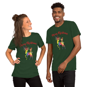 Merry Christmas Reindeer Elf Shirt, Christmas Merry Xmas shirt, Christmas Tee, Cute Merry Christmas Shirts, Cute Tie-Dye colors Deer Shirt, Holiday Shirt Short-Sleeve Unisex T-Shirt