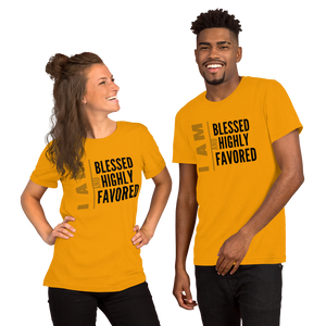 I AM Blessed And Highly Favored Short-Sleeve Unisex Graphic T-Shirt Christian Apparel, Christian T-Shirt | Religious Clothing, Jesus Clothing, Inspirational T-Shirt