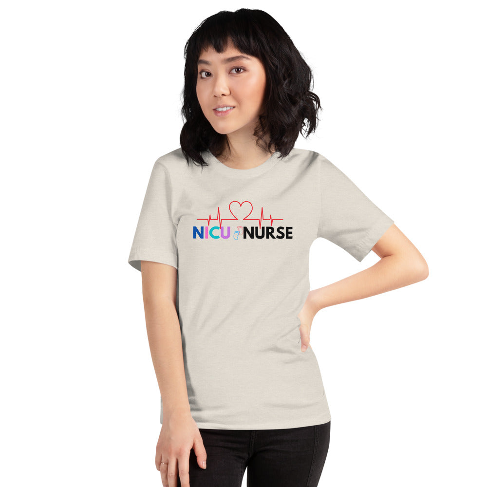 NICU Nurse Heartbeat Neonatal ICU Nurse T-shirt, Baby Nurse Tees, Newborn Nursery Nurse, Nursing Student Gift, Infant Care Specialist Short-Sleeve Unisex T-Shirt