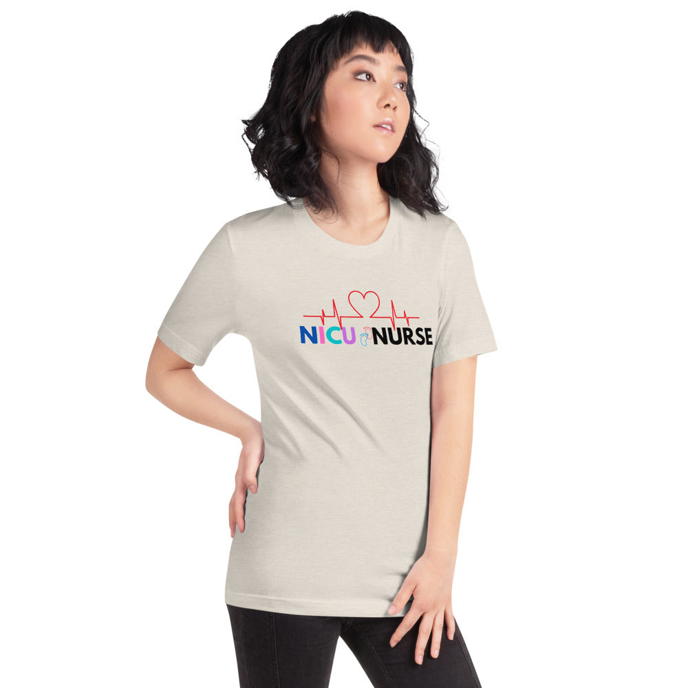 NICU Nurse Heartbeat Neonatal ICU Nurse T-shirt, Baby Nurse Tees, Newborn Nursery Nurse, Nursing Student Gift, Infant Care Specialist Short-Sleeve Unisex T-Shirt