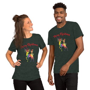 Merry Christmas Reindeer Elf Shirt, Christmas Merry Xmas shirt, Christmas Tee, Cute Merry Christmas Shirts, Cute Tie-Dye colors Deer Shirt, Holiday Shirt Short-Sleeve Unisex T-Shirt