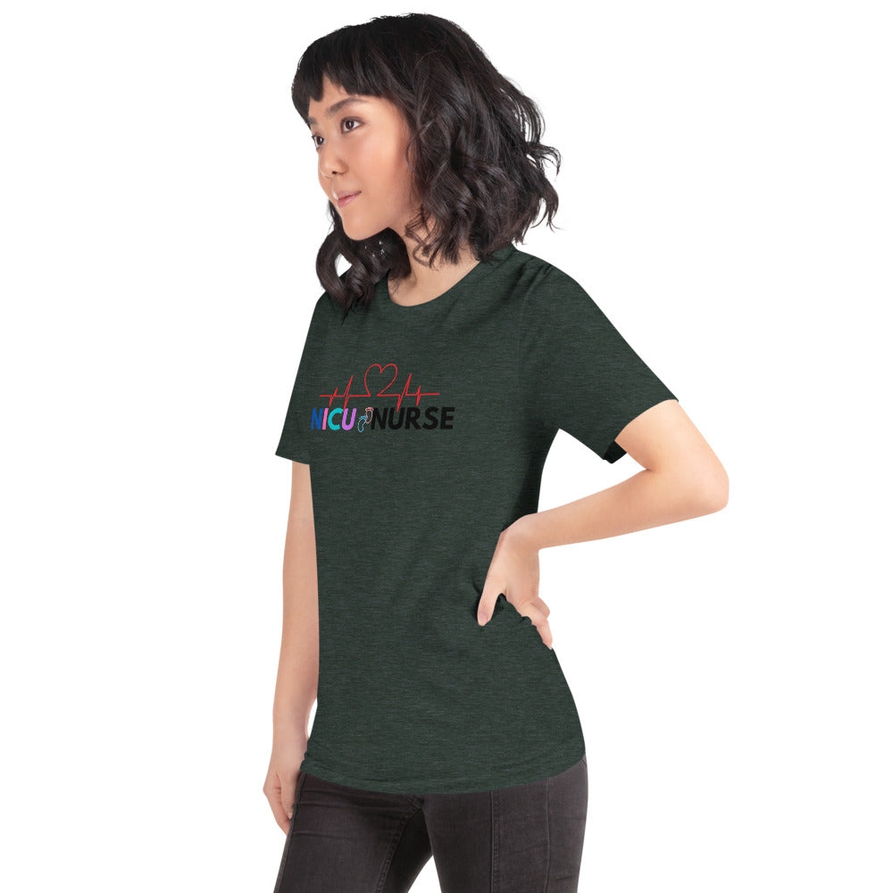 NICU Nurse Heartbeat Neonatal ICU Nurse T-shirt, Baby Nurse Tees, Newborn Nursery Nurse, Nursing Student Gift, Infant Care Specialist Short-Sleeve Unisex T-Shirt