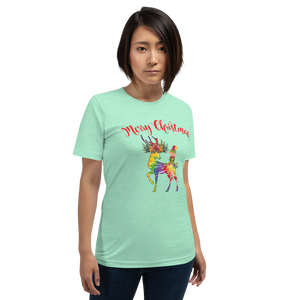 Merry Christmas Reindeer Elf Shirt, Christmas Merry Xmas shirt, Christmas Tee, Cute Merry Christmas Shirts, Cute Tie-Dye colors Deer Shirt, Holiday Shirt Short-Sleeve Unisex T-Shirt