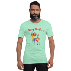 Merry Christmas Reindeer Elf Shirt, Christmas Merry Xmas shirt, Christmas Tee, Cute Merry Christmas Shirts, Cute Tie-Dye colors Deer Shirt, Holiday Shirt Short-Sleeve Unisex T-Shirt