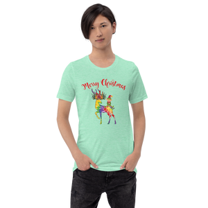 Merry Christmas Reindeer Elf Shirt, Christmas Merry Xmas shirt, Christmas Tee, Cute Merry Christmas Shirts, Cute Tie-Dye colors Deer Shirt, Holiday Shirt Short-Sleeve Unisex T-Shirt