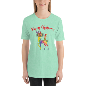 Merry Christmas Reindeer Elf Shirt, Christmas Merry Xmas shirt, Christmas Tee, Cute Merry Christmas Shirts, Cute Tie-Dye colors Deer Shirt, Holiday Shirt Short-Sleeve Unisex T-Shirt