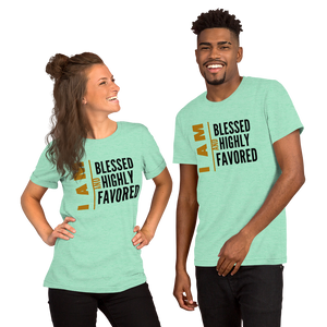 I AM Blessed And Highly Favored Short-Sleeve Unisex Graphic T-Shirt Christian Apparel, Christian T-Shirt | Religious Clothing, Jesus Clothing, Inspirational T-Shirt