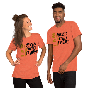 I AM Blessed And Highly Favored Short-Sleeve Unisex Graphic T-Shirt Christian Apparel, Christian T-Shirt | Religious Clothing, Jesus Clothing, Inspirational T-Shirt