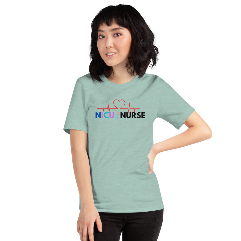 NICU Nurse Heartbeat Neonatal ICU Nurse T-shirt, Baby Nurse Tees, Newborn Nursery Nurse, Nursing Student Gift, Infant Care Specialist Short-Sleeve Unisex T-Shirt
